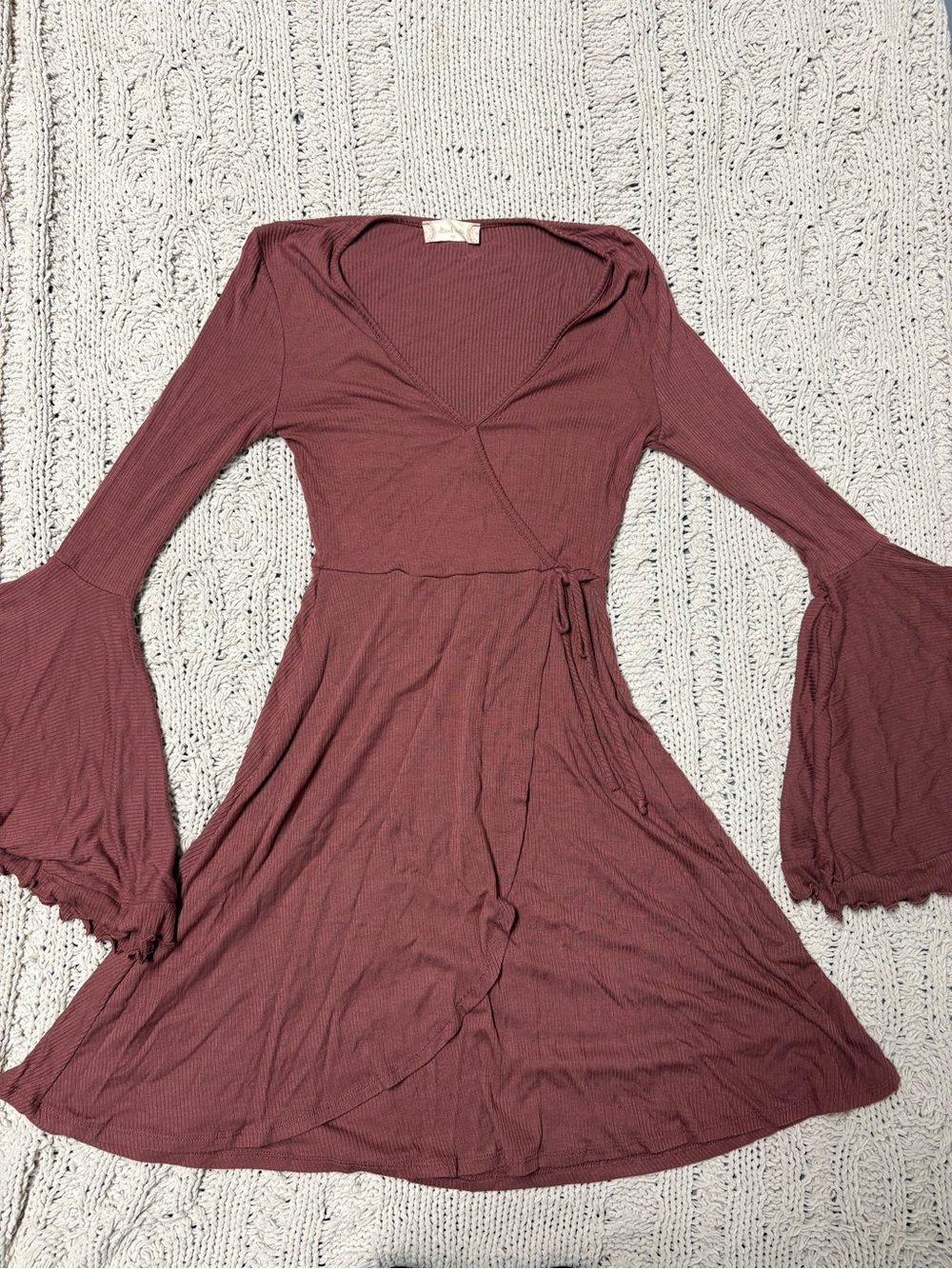 Women’s Mauve Wrap Dress with Bell Sleeves - Altard State